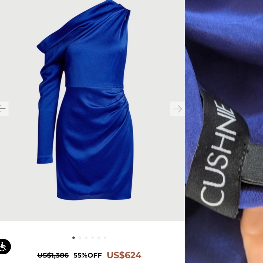 Cushnie cobalt blue asymmetrical edgy slip dress 2